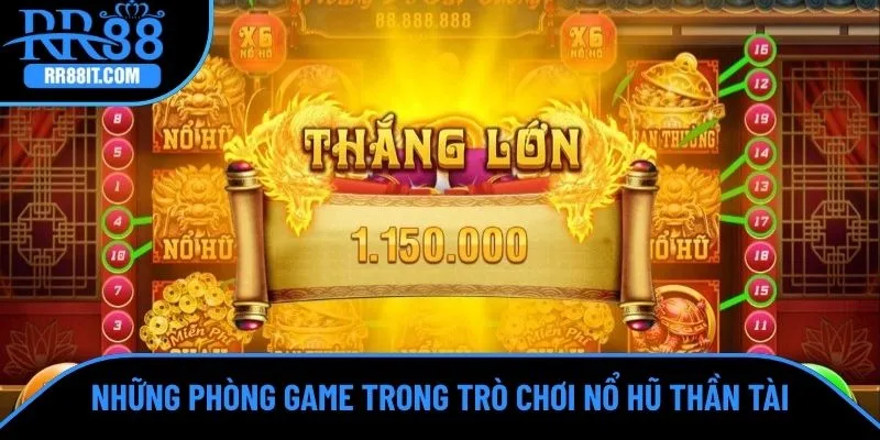 Những phòng game trong trò chơi nổ hũ Thần Tài